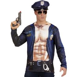Politie & Detective Kostuum | T-Shirt Lange Mouwen Potige Politie Man | Medium / Large | Carnaval kostuum | Verkleedkleding